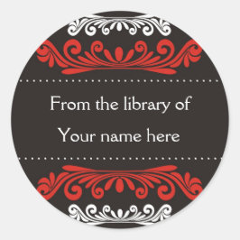 Bibliotheekbalken - Decoratief Patroon zwart Ronde Sticker