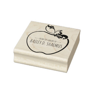 bibliotheekboek bloeiend appelstempel rubberstempel