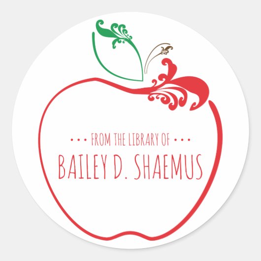 Bibliotheekboek bloeit Apple Stempel Ronde Sticker (Voorkant)