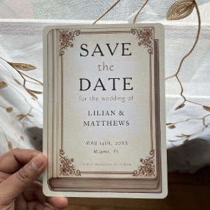  bibliotheekboek Elegant Scrollwork Sprookje Save The Date