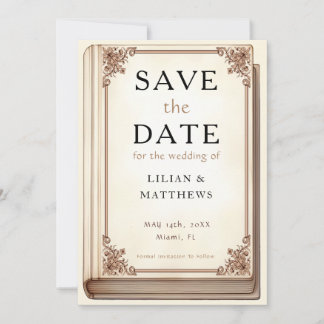  bibliotheekboek Elegant Scrollwork Sprookje Save The Date
