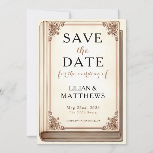 Bibliotheekboek Hoesje Cursief Lettertype Save The Date (Voorkant)