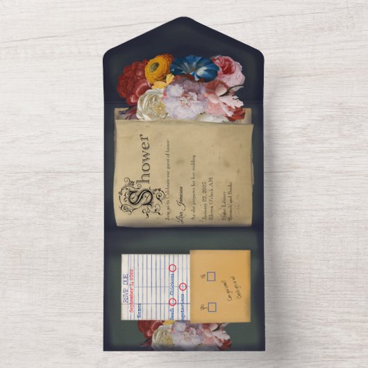 bibliotheekboek in één showwer uitnodigen all in one uitnodiging (Binnen)