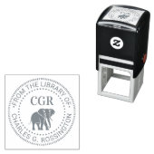 Bibliotheekboek Naam Beginletters Olifant Silhouet Zelfinktende Stempel (In situ)