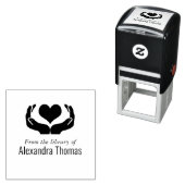 Bibliotheekboek naam met hart in handen zelfinktende stempel (In situ)