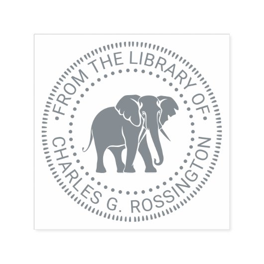 Bibliotheekboek naam olifant silhouet  zelfinktende stempel (Design)