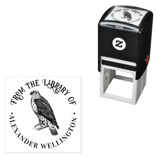 Bibliotheekboek naam 'Vint Peregrine Falcon Perche Zelfinktende Stempel (In situ)