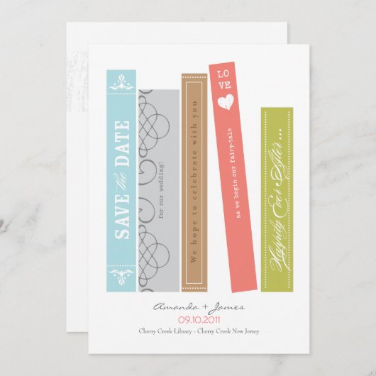 Bibliotheekboek Opslaan Datum Save The Date (Voorkant / Achterkant)