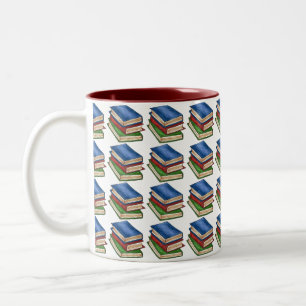 Bibliotheekboek Stack Love Reading Teacher Librari Tweekleurige Koffiemok