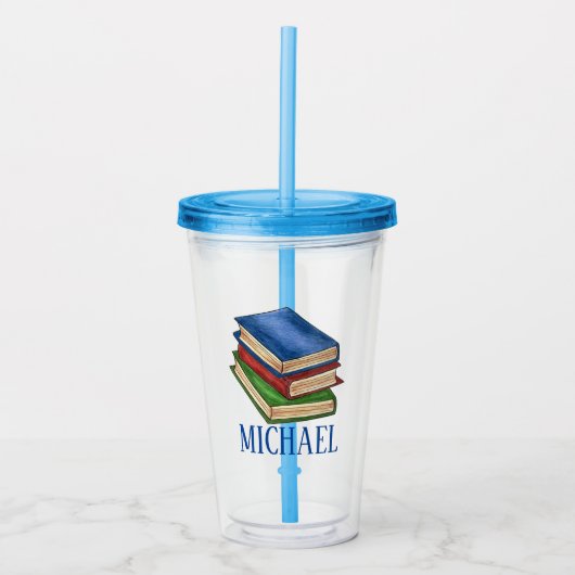 Bibliotheekboek Stack Teacher Hoofd Librarian Acryl Drinkbeker (Voorkant)