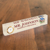 Bibliotheekboek Stack Teacher Hoofd Librarian Naambordje (Zijkant)