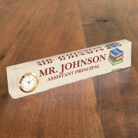 Bibliotheekboek Stack Teacher Hoofd Librarian Naambordje (Zijkant)