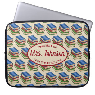 Bibliotheekboek Stack Teacher Librarian Educator G Laptop Sleeve