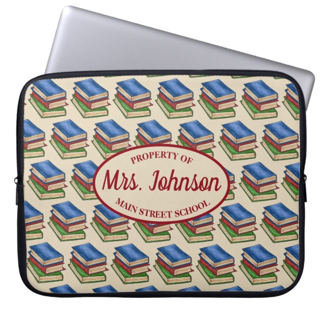 Bibliotheekboek Stack Teacher Librarian Educator G Laptop Sleeve (Voorkant)