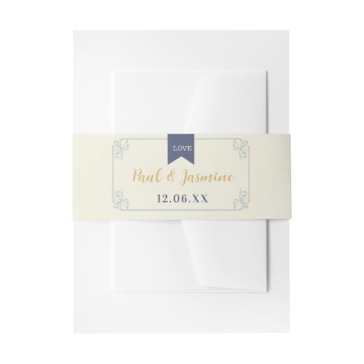 Bibliotheekboek Trouw Bestek Band Crème Uitnodigingen Wikkel (Voorkant Voorbeeld)