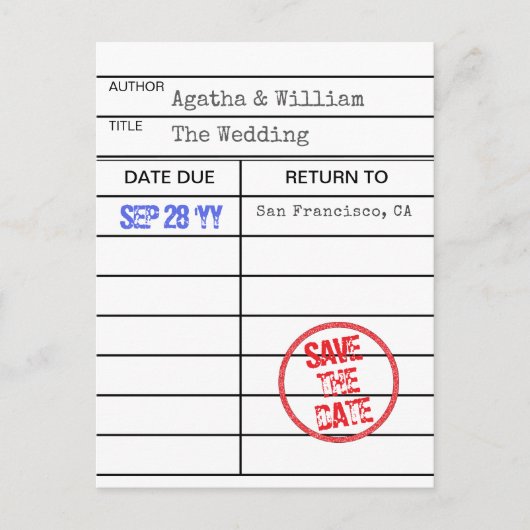 Bibliotheekboek Uitleenkaart Sava het Date Ansicht Aankondigingskaart (Voorkant)