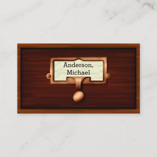 Bibliotheekboeken Schrijver boekhouder Houten Visitekaartje (Voorkant)