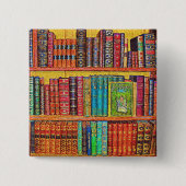 Bibliotheekboeken Vierkante Button 5,1 Cm (Voorkant)