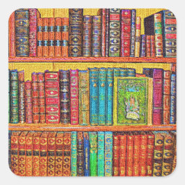 Bibliotheekboeken Vierkante Sticker