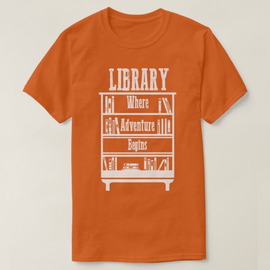 Bibliotheekboeken waar het avontuur begint t-shirt (Design voorkant)