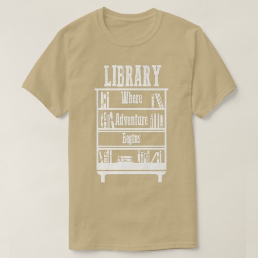 Bibliotheekboeken waar het avontuur begint t-shirt (Design voorkant)