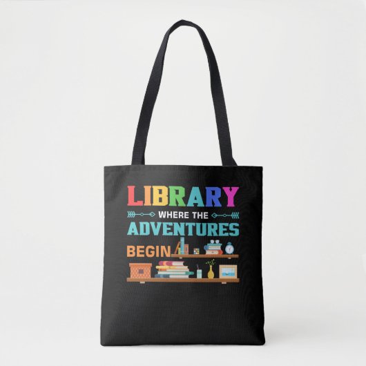 Bibliotheekboeken waar het avontuur begint tote bag (Voorkant)