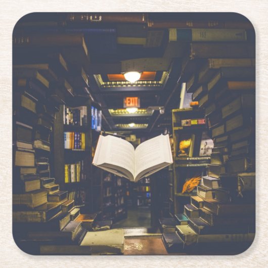 Bibliotheekboekhouders Boek openen Boek lezen Kartonnen Onderzetters (Voorkant)