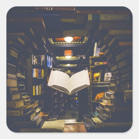 Bibliotheekboekhouders Boek openen Boek lezen Vierkante Sticker (Voorkant)