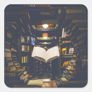 Bibliotheekboekhouders Boek openen Boek lezen Vierkante Sticker