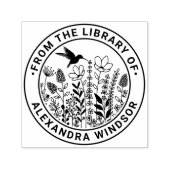 Bibliotheekboeknaam Wilde Bloemen en Kolibrie Zelfinktende Stempel (Design)