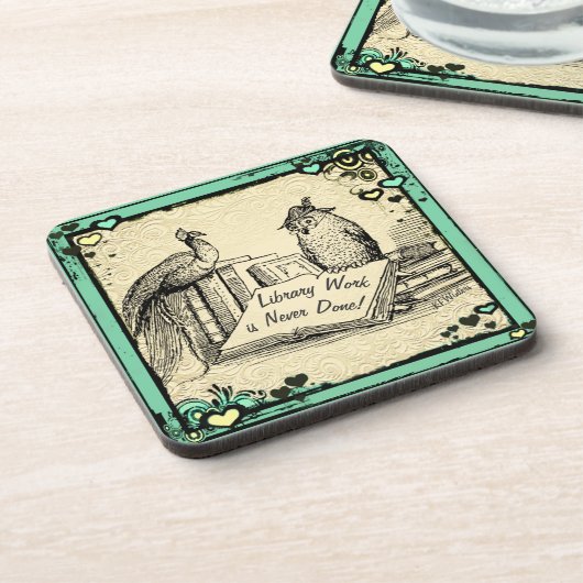 Bibliotheekcadeau. Librarian Assistant Gift. Onderzetter (Linkerzijde)