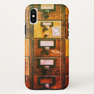 bibliotheekcataloguskast met bruin hout Case-Mate iPhone case