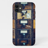  bibliotheekcataloguskast met bruin hout Case-Mate iPhone case (Achterkant)