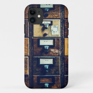  bibliotheekcataloguskast met bruin hout Case-Mate iPhone case