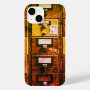  bibliotheekcataloguskast met bruin hout Case-Mate iPhone 14 hoesje