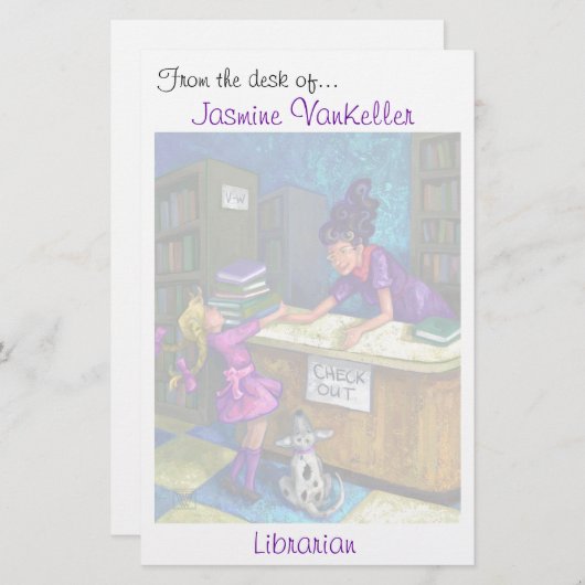 Bibliotheekcheque speciaal aangepast briefpapier (Voorkant / Achterkant)