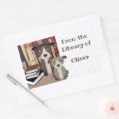BIBLIOTHEEKHOND.  BOEKEN.  SCHATTIGE HONDEN. NAAM  RECHTHOEKIGE STICKER (Envelop)