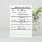 "Bibliotheekkaart" Invitaties voor huisverwarming Kaart (Staand voorkant)