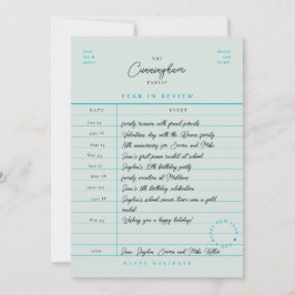 Bibliotheekkaart Jaaroverzicht Plat Nieuwjaarskaar Feestdagenkaart