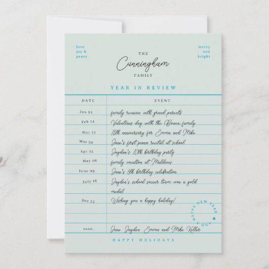 Bibliotheekkaart Jaaroverzicht Platte Kerstkaart (Voorkant)