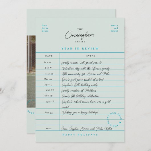 Bibliotheekkaart Jaaroverzicht Platte Kerstkaart (Voorkant / Achterkant)