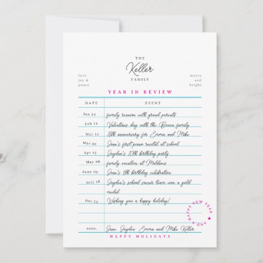 Bibliotheekkaart Jaaroverzicht Platte Kerstkaart (Voorkant)