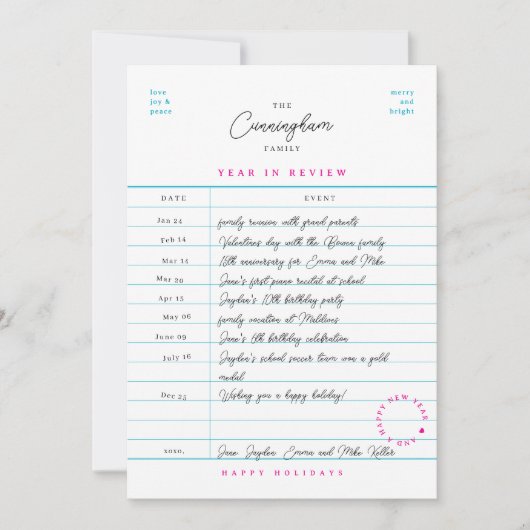 Bibliotheekkaart Jaaroverzicht Platte Kerstkaart (Voorkant)