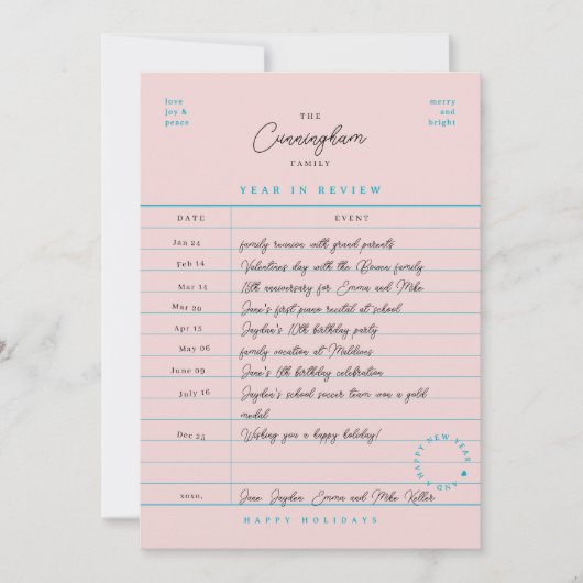 Bibliotheekkaart Jaaroverzicht Platte Kerstkaart (Voorkant)