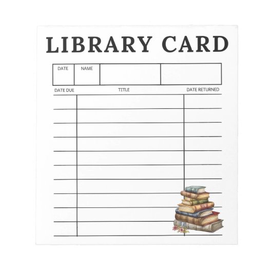 Bibliotheekkaart Oude Boeken Notitieblok (Voorkant)