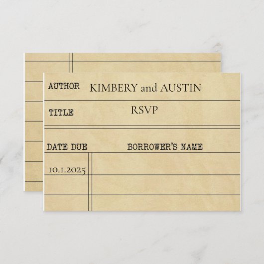 Bibliotheekkaart | RSVP-reactiekaart RSVP Kaartje (Voorkant / Achterkant)