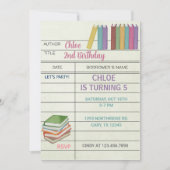 Bibliotheekkaart, uitnodiging voor meisjes op de v (Voorkant)