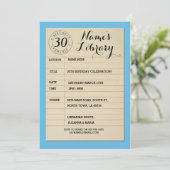 Bibliotheekkaartje Birthday Party Blue Invite Kaart (Staand voorkant)
