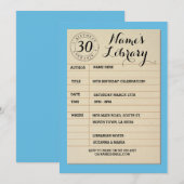Bibliotheekkaartje Birthday Party Blue Invite Kaart (Voorkant / Achterkant)