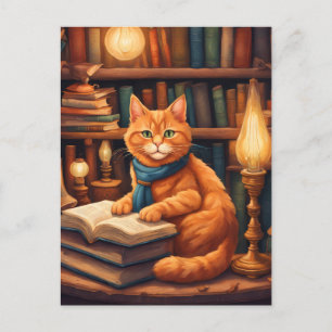 bibliotheekkat #13 ansichtkaart briefkaart